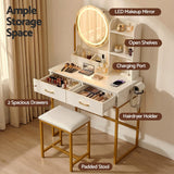 Darrahopens Furniture > Bedroom > Dressing Vanity & Dressing Tables Artiss Dressing Table Vanity Desk Set Stool LED Charging Station White