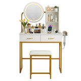 Darrahopens Furniture > Bedroom > Dressing Vanity & Dressing Tables Artiss Dressing Table Vanity Desk Set Stool LED Charging Station White