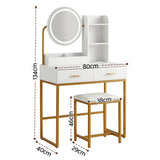 Darrahopens Furniture > Bedroom > Dressing Vanity & Dressing Tables Artiss Dressing Table Vanity Desk Set Stool LED Charging Station White