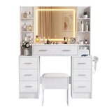 Darrahopens Furniture > Bedroom > Dressing Vanity & Dressing Tables Artiss Dressing Table Vanity Desk Set Stool LED Charging Station White