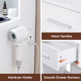 Darrahopens Furniture > Bedroom > Dressing Vanity & Dressing Tables Artiss Dressing Table Vanity Desk Set Stool LED Charging Station White