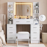Darrahopens Furniture > Bedroom > Dressing Vanity & Dressing Tables Artiss Dressing Table Vanity Desk Set Stool LED Charging Station White
