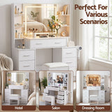 Darrahopens Furniture > Bedroom > Dressing Vanity & Dressing Tables Artiss Dressing Table Vanity Desk Set Stool LED Charging Station White