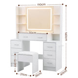 Darrahopens Furniture > Bedroom > Dressing Vanity & Dressing Tables Artiss Dressing Table Vanity Desk Set Stool LED Charging Station White