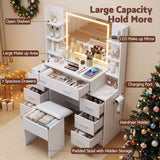 Darrahopens Furniture > Bedroom > Dressing Vanity & Dressing Tables Artiss Dressing Table Vanity Desk Set Stool LED Charging Station White