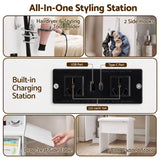 Darrahopens Furniture > Bedroom > Dressing Vanity & Dressing Tables Artiss Dressing Table Vanity Desk Set Stool LED Charging Station White In Australia - Darrahopens