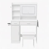 Darrahopens Furniture > Bedroom > Dressing Vanity & Dressing Tables Artiss Dressing Table Vanity Desk Set Stool LED Charging Station White In Australia - Darrahopens