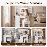Darrahopens Furniture > Bedroom > Dressing Vanity & Dressing Tables Artiss Dressing Table Vanity Desk Set Stool LED Charging Station White In Australia - Darrahopens