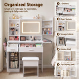Darrahopens Furniture > Bedroom > Dressing Vanity & Dressing Tables Artiss Dressing Table Vanity Desk Set Stool LED Charging Station White In Australia - Darrahopens