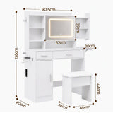 Darrahopens Furniture > Bedroom > Dressing Vanity & Dressing Tables Artiss Dressing Table Vanity Desk Set Stool LED Charging Station White In Australia - Darrahopens