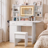 Darrahopens Furniture > Bedroom > Dressing Vanity & Dressing Tables Artiss Dressing Table Vanity Desk Set Stool LED Charging Station White In Australia - Darrahopens