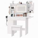 Darrahopens Furniture > Bedroom > Dressing Vanity & Dressing Tables Artiss Dressing Table Vanity Desk Set Stool LED Charging Station White In Australia - Darrahopens