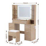 Darrahopens Furniture > Bedroom > Dressing Vanity & Dressing Tables Artiss Dressing Table Vanity Desk Set Stool LED Charging Station Wood