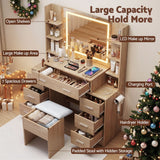 Darrahopens Furniture > Bedroom > Dressing Vanity & Dressing Tables Artiss Dressing Table Vanity Desk Set Stool LED Charging Station Wood