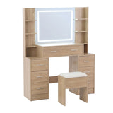 Darrahopens Furniture > Bedroom > Dressing Vanity & Dressing Tables Artiss Dressing Table Vanity Desk Set Stool LED Charging Station Wood