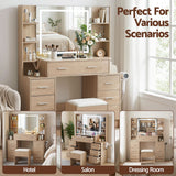 Darrahopens Furniture > Bedroom > Dressing Vanity & Dressing Tables Artiss Dressing Table Vanity Desk Set Stool LED Charging Station Wood
