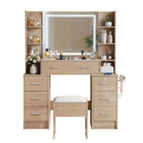 Darrahopens Furniture > Bedroom > Dressing Vanity & Dressing Tables Artiss Dressing Table Vanity Desk Set Stool LED Charging Station Wood
