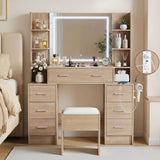 Darrahopens Furniture > Bedroom > Dressing Vanity & Dressing Tables Artiss Dressing Table Vanity Desk Set Stool LED Charging Station Wood
