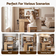 Darrahopens Furniture > Bedroom > Dressing Vanity & Dressing Tables Artiss Dressing Table Vanity Desk Set Stool LED Charging Station Wood In Australia - Darrahopens