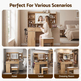 Darrahopens Furniture > Bedroom > Dressing Vanity & Dressing Tables Artiss Dressing Table Vanity Desk Set Stool LED Charging Station Wood In Australia - Darrahopens
