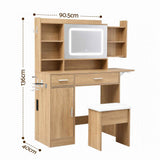 Artiss Dressing Table Vanity Desk Set Stool LED Charging Station Wood In Australia - Darrahopens