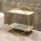 Darrahopens Furniture > Bedroom > Dressing Vanity & Dressing Tables Elegant Golden Two-Tier Metal Cosmetic Organizer Stand - Luxury Countertop Makeup and Skincare Storage Shelf, Ideal for Bathroom Vanity, Home Decor, Dressing Table Accessories, and Perfume Storage