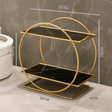 Darrahopens Furniture > Bedroom > Dressing Vanity & Dressing Tables Elegant Golden Two-Tier Metal Cosmetic Organizer Stand - Luxury Countertop Makeup and Skincare Storage Shelf, Ideal for Bathroom Vanity, Home Decor, Dressing Table Accessories, and Perfume Storage