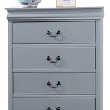 Darrahopens Furniture > Bedroom > Dressing Vanity & Dressing Tables Tallboy with 5 Storage Drawers in Solid Wooden Metal Handles Grey Colour