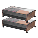Darrahopens Furniture > Bedroom > Dressing Vanity & Dressing Tables VEVOR Under Bed Storage with Wheels, 650 x 460 x 180 mm Underbed Containers, Underbed Shoes Organizer with Lockable Wheels, Rolling Under the Bed Storage Bins for Clothes, Shoes, Blankets, 2 Pack