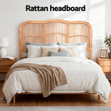 Darrahopens Furniture > Bedroom > Headboards Artiss Bed Headboard Queen Bedhead Rattan - NERO Pine
