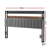 Darrahopens Furniture > Bedroom > Headboards Artiss King Headboard Charging Station Storage LED Light Grey Upholstered In Australia - Darrahopens