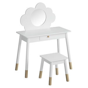 Darrahopens Furniture > Bedroom Keezi Kids Vanity Makeup Dressing Table Chair Set Wooden Mirror Drawer White