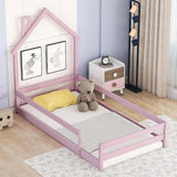 Darrahopens Furniture > Bedroom Pine Wood Floor Bed House Frame for Kids and Toddlers