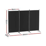 Darrahopens Furniture > Bedroom > Room Dividers Artiss 3 Panel Room Divider Set of 2 Folding Privacy Screen Fabric Room Separator Partition Black In Australia - Darrahopens