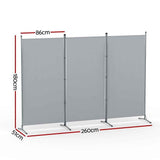 Darrahopens Furniture > Bedroom > Room Dividers Artiss 3 Panel Room Divider Set of 2 Folding Privacy Screen Fabric Room Separator Partition Grey In Australia - Darrahopens