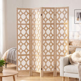 Darrahopens Furniture > Bedroom > Room Dividers Artiss 4 Panel Room Divider Folding Privacy Screen Wooden Partition Geometric Freestanding Separator Natural 170cm In Australia - Darrahopens