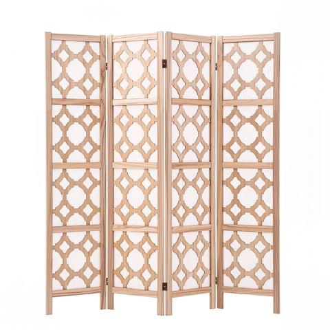 Darrahopens Furniture > Bedroom > Room Dividers Artiss 4 Panel Room Divider Folding Privacy Screen Wooden Partition Geometric Freestanding Separator Natural 170cm In Australia - Darrahopens