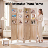 Darrahopens Furniture > Bedroom > Room Dividers Artiss Room Divider 4 Panel Folding Privacy Screen Partition Rotatable Photo Frame Picture Collage Display Solid Wood Natural In Australia - Darrahopens