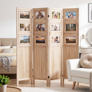 Darrahopens Furniture > Bedroom > Room Dividers Artiss Room Divider 4 Panel Folding Privacy Screen Partition Rotatable Photo Frame Picture Collage Display Solid Wood Natural In Australia - Darrahopens