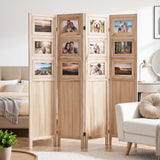 Darrahopens Furniture > Bedroom > Room Dividers Artiss Room Divider 4 Panel Folding Privacy Screen Partition Rotatable Photo Frame Picture Collage Display Solid Wood Natural In Australia - Darrahopens