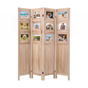 Darrahopens Furniture > Bedroom > Room Dividers Artiss Room Divider 4 Panel Folding Privacy Screen Partition Rotatable Photo Frame Picture Collage Display Solid Wood Natural In Australia - Darrahopens