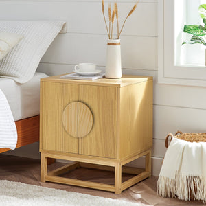 Darrahopens Furniture > Bedroom Sarantino Luca Bedside Table Split Door Night Stand - Natural