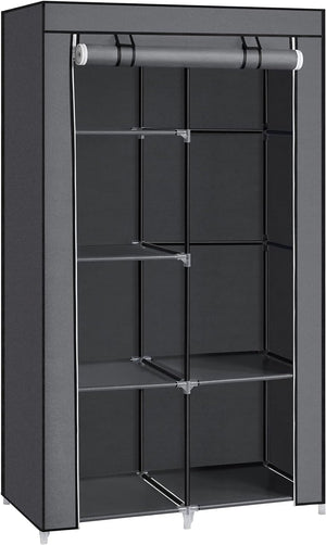 Darrahopens Furniture > Bedroom SONGMICS Portable Clothes Storage with 6 Shelves and 1 Clothes Hanging Rail Grey