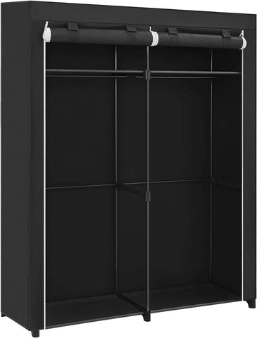 Darrahopens Furniture > Bedroom SONGMICS Portable Fabric Clothes Storage Wardrobe with 2 Clothes Rails Black
