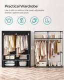 Darrahopens Furniture > Bedroom SONGMICS Portable Fabric Clothes Storage Wardrobe with 2 Clothes Rails Black