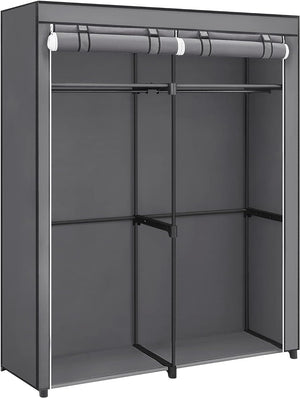 Darrahopens Furniture > Bedroom SONGMICS Portable Fabric Clothes Storage Wardrobe with 2 Clothes Rails Grey