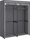 Darrahopens Furniture > Bedroom SONGMICS Portable Fabric Clothes Storage Wardrobe with 2 Clothes Rails Grey