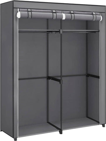 Darrahopens Furniture > Bedroom SONGMICS Portable Fabric Clothes Storage Wardrobe with 2 Clothes Rails Grey