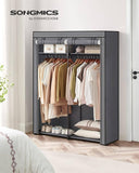 Darrahopens Furniture > Bedroom SONGMICS Portable Fabric Clothes Storage Wardrobe with 2 Clothes Rails Grey