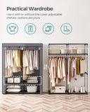 Darrahopens Furniture > Bedroom SONGMICS Portable Fabric Clothes Storage Wardrobe with 2 Clothes Rails Grey